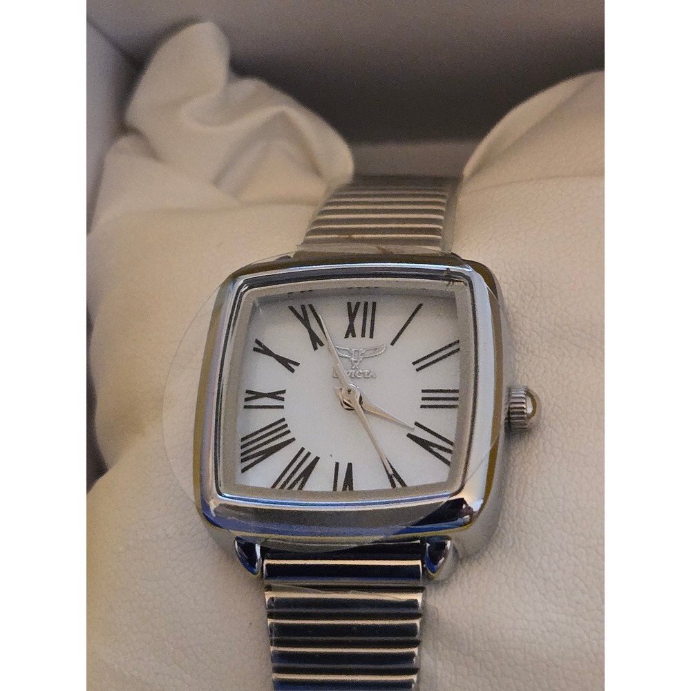 Invicta 69084 Womens Square Silver Tone Roman Numeral Expansion Band Watch - Picture 2 of 4